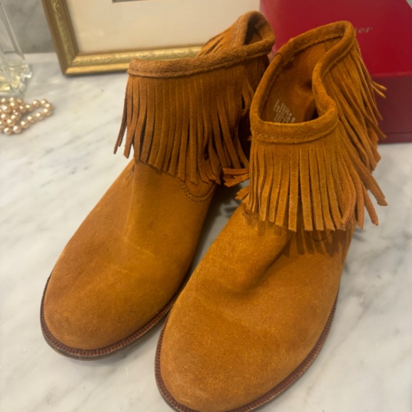 Zara Girls Brown Suede Boots with Fringe Size 36/US 6 - Picture 12 of 15